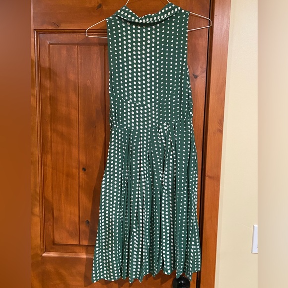 11 1 Tylho (Anthropologie) green polka dot dress, size small, lined, pockets - Picture 2 of 4